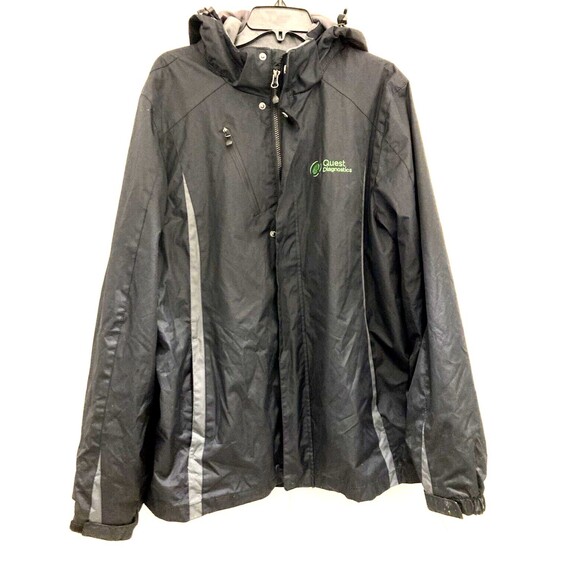 Quest Diagnostics Men's Raincoat Jacket Black Large Full Zip Employee Uniform